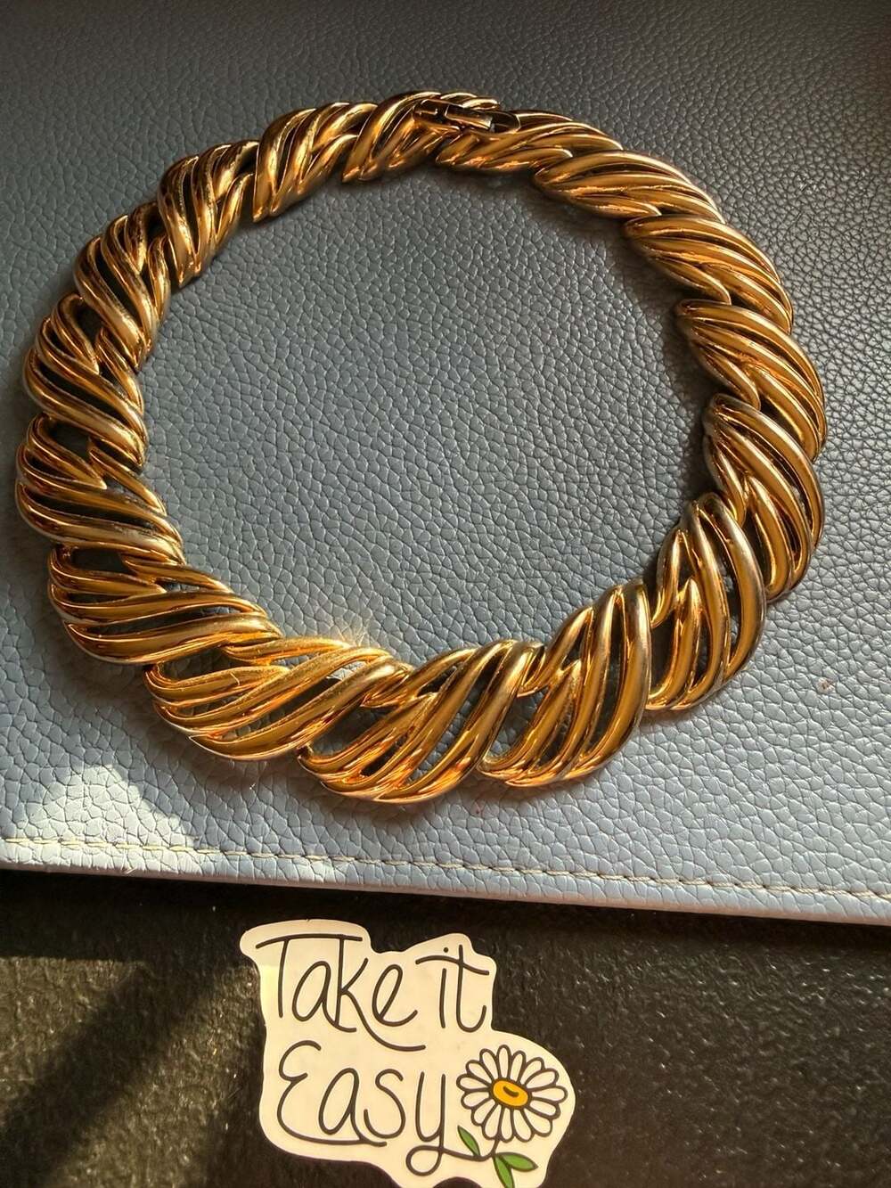 Vintage Givenchy Golden Wave Swirl Collar Necklace 1960s Designer Signed - Picture 7 of 7